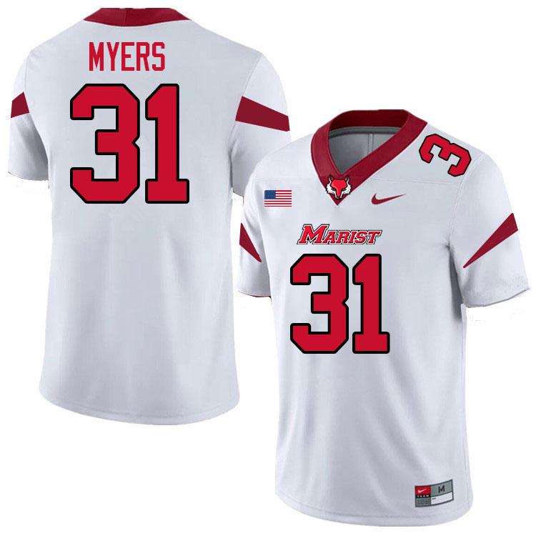 Marist Red Foxes #31 Jason Myers College Football Jerseys,Uniforms-White